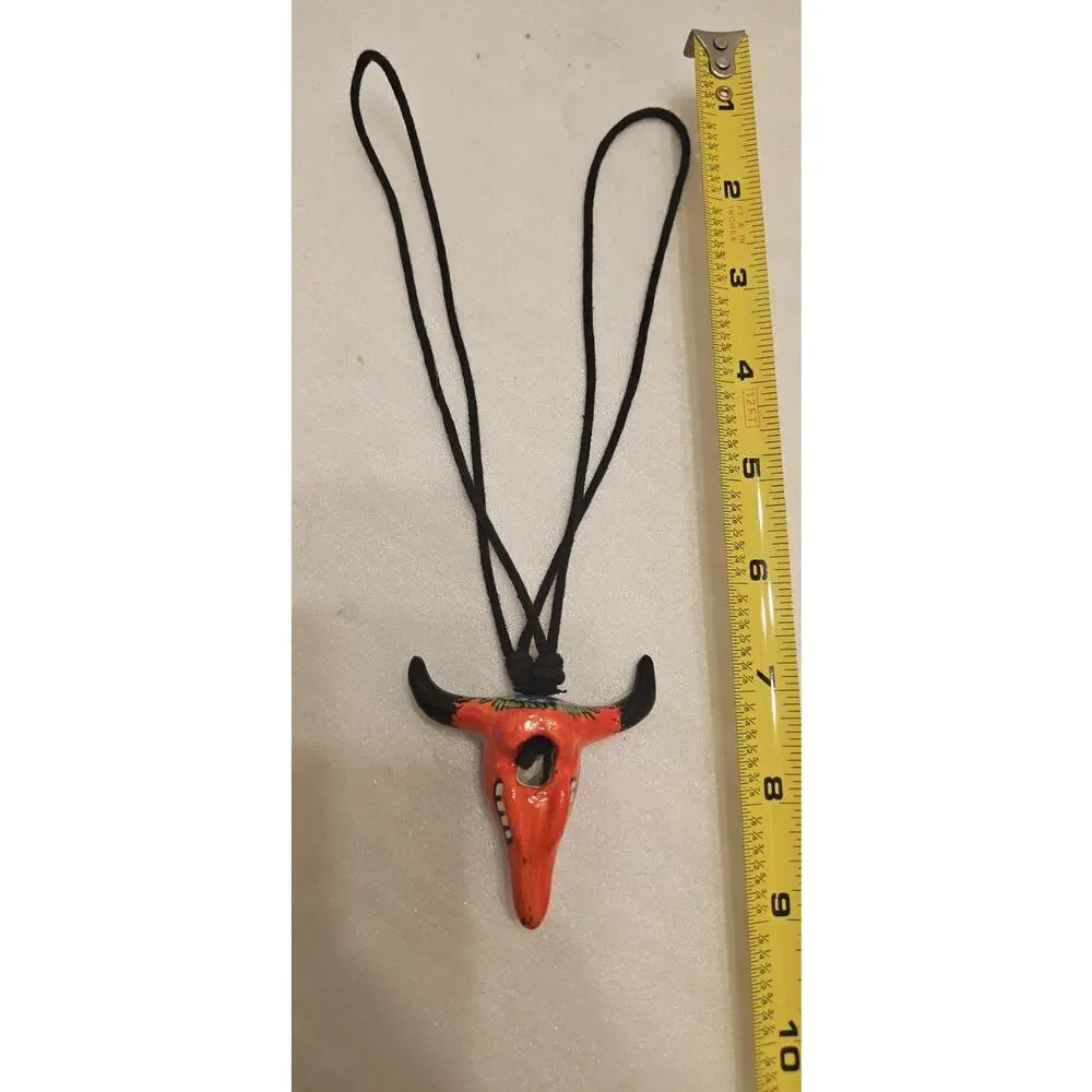Neon‎ Talavera Cow Bird Skull Steer Head Longhorn horn Pottery MX Hanging Art